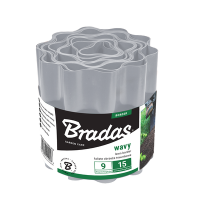 Obrzeże faliste trawnikowe 9 m x 20 cm jasnoszare Bradas