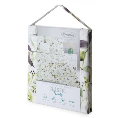 Komplet pościeli bawełnianej Mili 160 x 200 cm + 70 x 80 cm zielone liście wielokolorowy