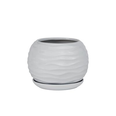 Doniczka ceramiczna z podstawką kula duna 20 x 18 cm szary mat symbol 2025