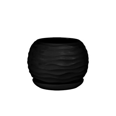 Doniczka ceramiczna z podstawką kula duna 20 x 18 cm czarny mat symbol 2025