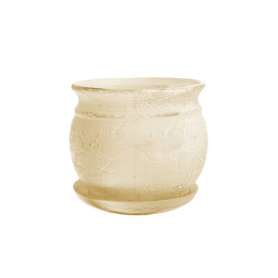 Doniczka ceramiczna z podstawką kamień 35 x 39 cm krem mat symbol 816