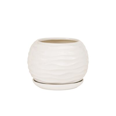 Doniczka ceramiczna z podstawką kula duna 20 x 18 cm krem mat symbol 2025