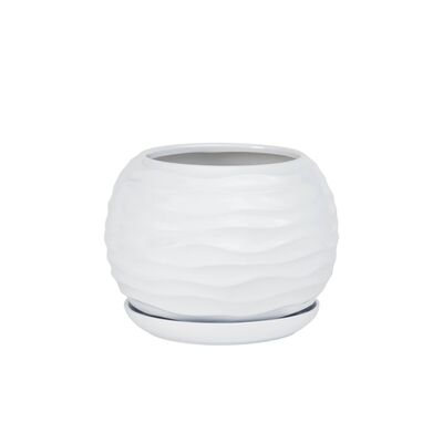 Doniczka ceramiczna z podstawką kula duna 29 x 23 cm biały mat symbol 2028