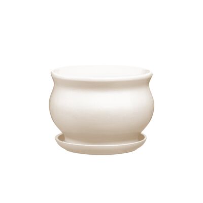 Doniczka ceramiczna z podstawką kokarda 13 x 17,5 cm krem mat symbol 661
