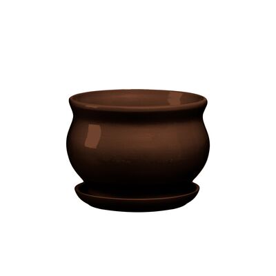 Doniczka ceramiczna z podstawką kokarda 17 x 23,5 cm brąz połysk symbol 660