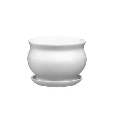 Doniczka ceramiczna z podstawką kokarda 13 x 17,5 cm biały mat symbol 661