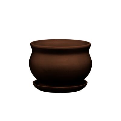 Doniczka ceramiczna z podstawką kokarda 10,5 x 13 cm brąz mat symbol 662