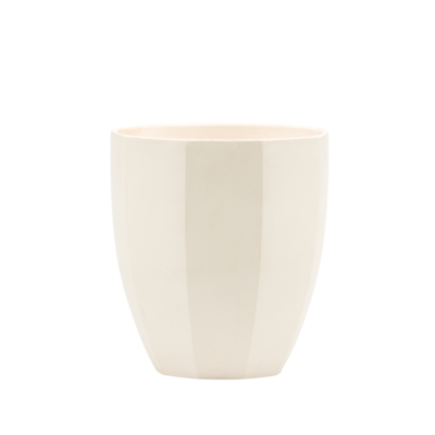Doniczka ceramiczna z podstawką dwunastokąt 18 x 20 cm krem połysk symbol 1051