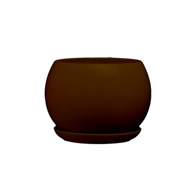 Doniczka ceramiczna z podstawką kula 17 x 21 cm brąz mat symbol 630