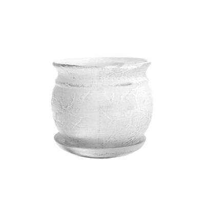 Doniczka ceramiczna z podstawką kamień 15 x 20 cm biały mat symbol 813