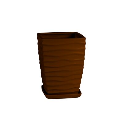 Doniczka ceramiczna z podstawką kwadrat duna 26 x 18 cm brąz połysk symbol 040