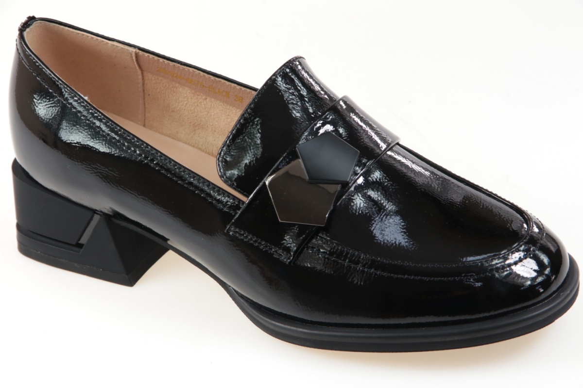 Skórzane półbuty damskie Gino Fabiani 25PB24-8675 czarny