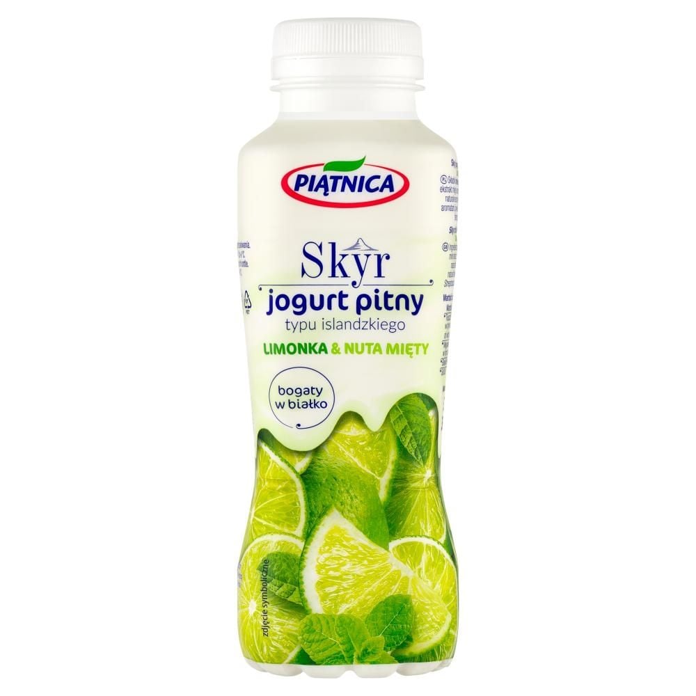 Piątnica Skyr jogurt pitny typu islandzkiego limonka & nuta mięty 330 ml