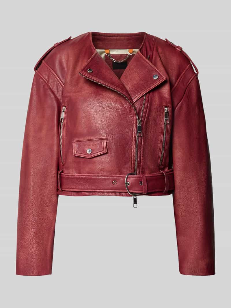 Kurtka skórzana o kroju regular fit z naturalnej skóry bawolej model ‘SADORA’