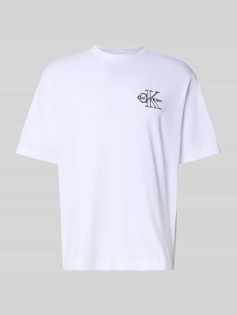 T-shirt o kroju regular fit z wyhaftowanym logo model ‘Micro’