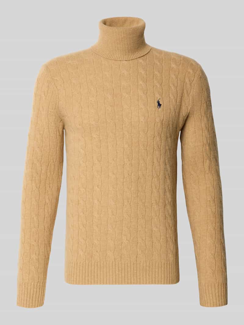 Sweter z dzianiny z wyhaftowanym logo