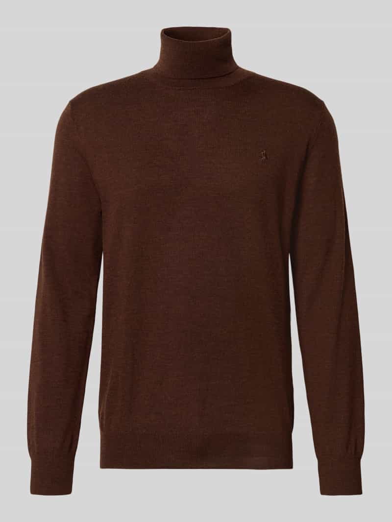 Sweter z wywijanym kołnierzem i wyhaftowanym logo