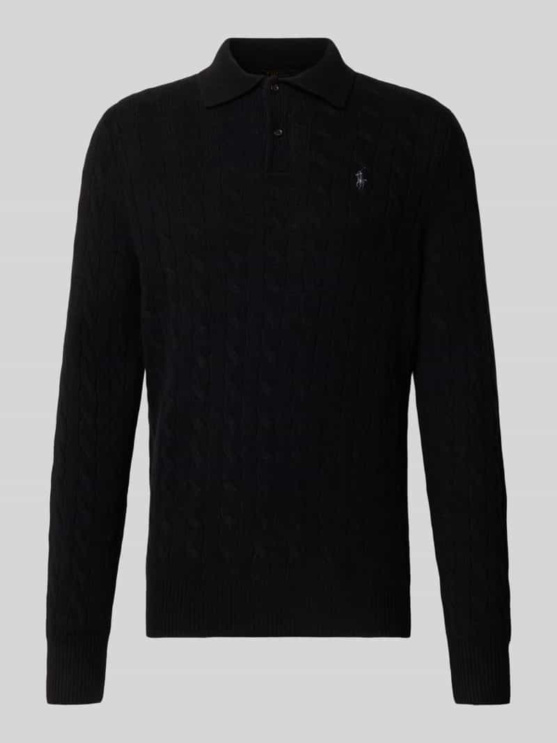 Sweter z dzianiny z wyhaftowanym logo