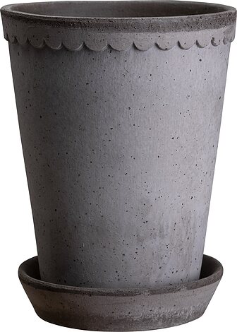 Bergs Potter Doniczka Helena wysoka 18 x 14 cm szara z podstawką HG14RPS