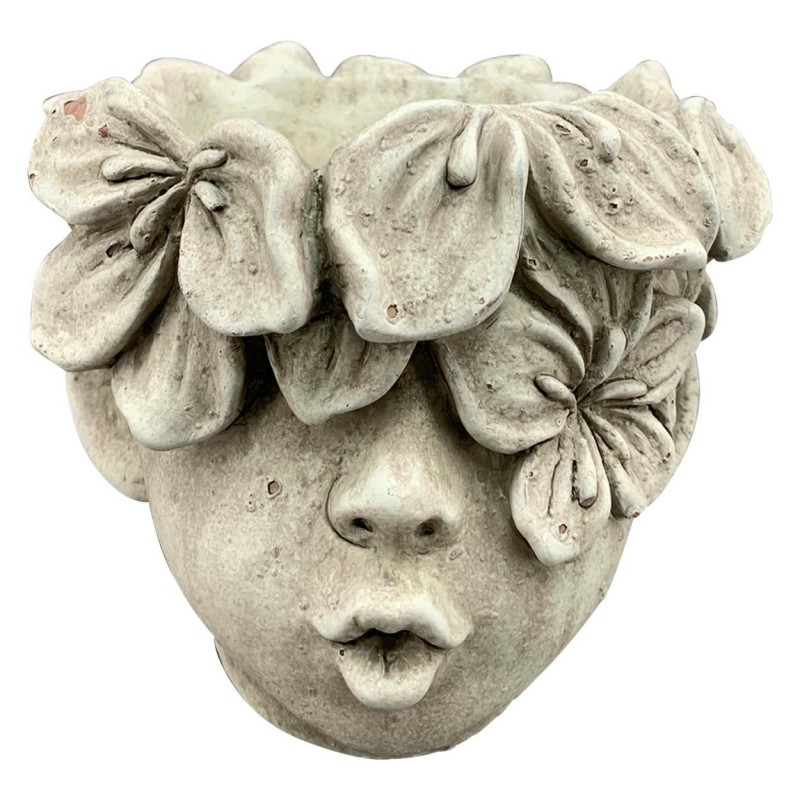 Doniczka głowa z kwiatami h15,5 cm