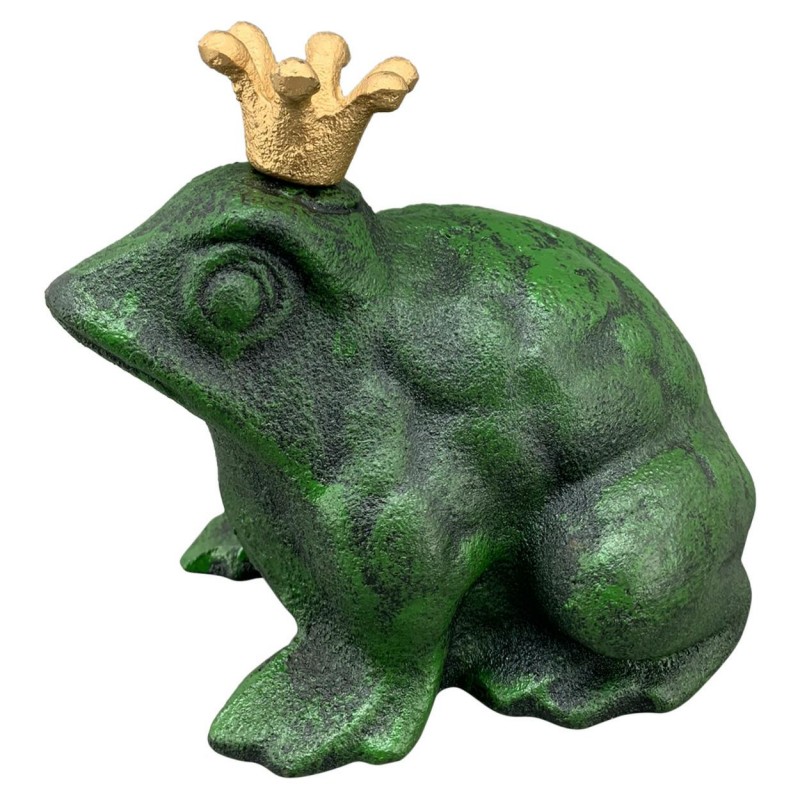 HowHomely Figurka żaby z koroną z żeliwa h12 cm