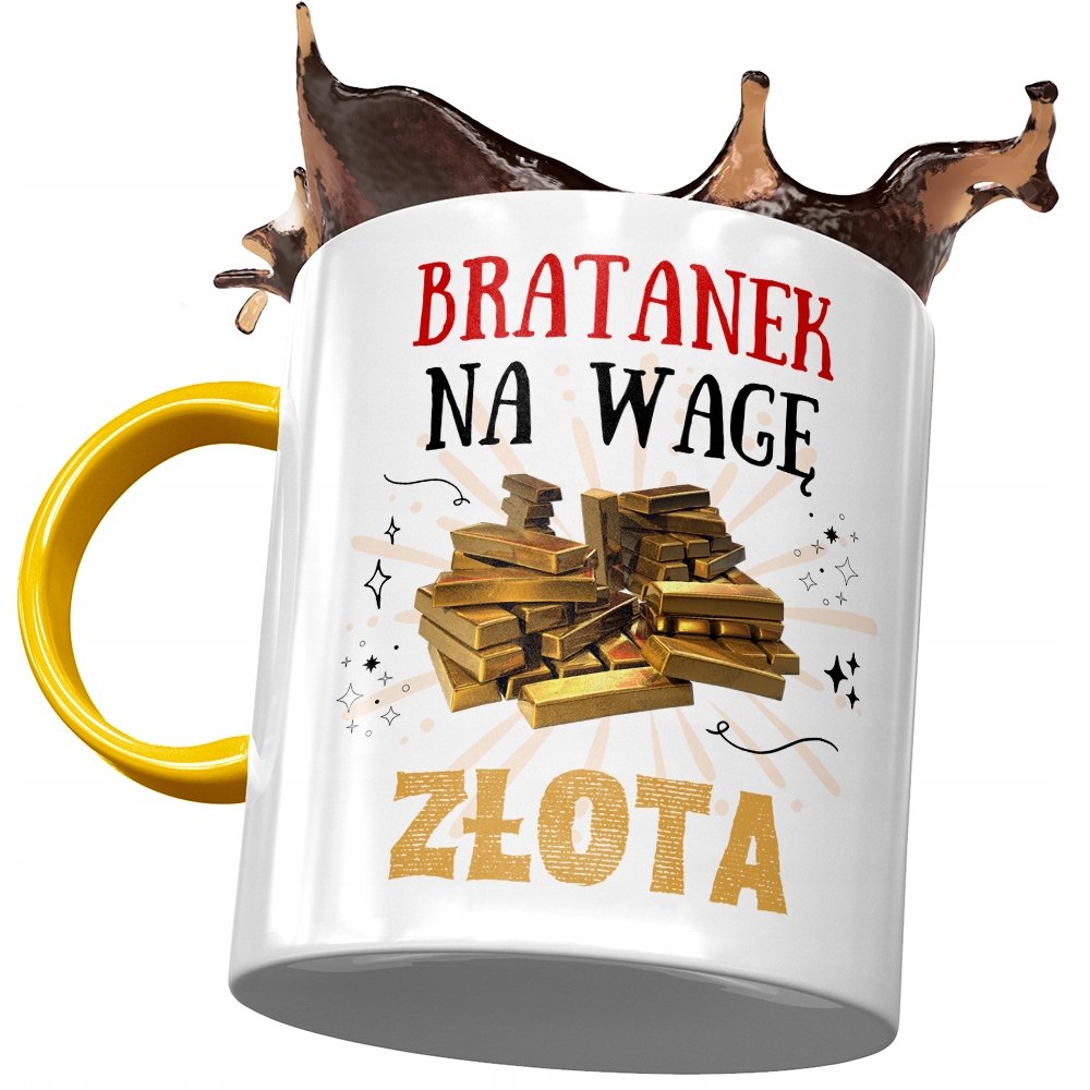 Kubek Żółty Dla Bratanka Syn Brata Prezent z Nadrukiem ze Zdjęciem + Opakowanie na prezent (wzór 02)