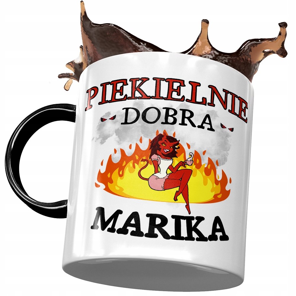 Kubek Czarny Dla Mariki Żony Przyjaciółki Prezent z Nadrukiem ze Zdjęciem + Opakowanie na prezent (wzór 02)