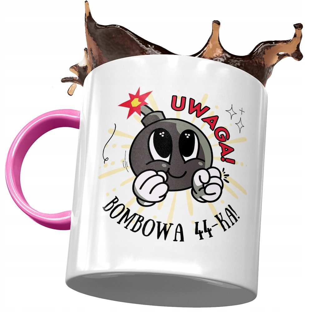 Kubek Różowy na Urodziny 44 44te 44-te Prezent z Nadrukiem ze Zdjęciem + Opakowanie na prezent (wzór 02)