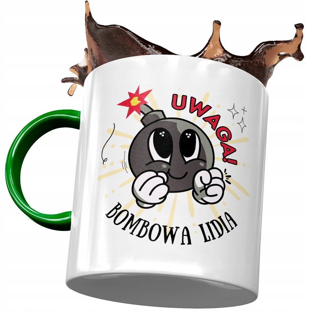 Kubek Zielony Dla Lidii Żony Koleżanki na Prezent z Nadrukiem ze Zdjęciem + Opakowanie na prezent (wzór 02)