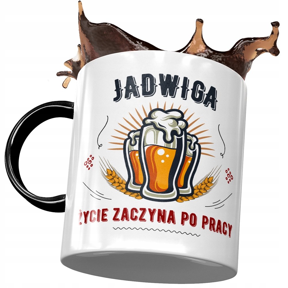 Kubek Czarny Dla Jadwigi Koleżanki Żony na Prezent z Nadrukiem ze Zdjęciem+ Opakowanie na prezent (wzór 01)