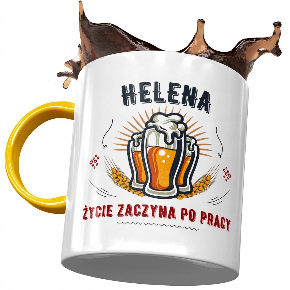 Kubek Żółty Dla Heleny Koleżanki Żony Prezent z Nadrukiem ze Zdjęciem+ Opakowanie na prezent (wzór 01)