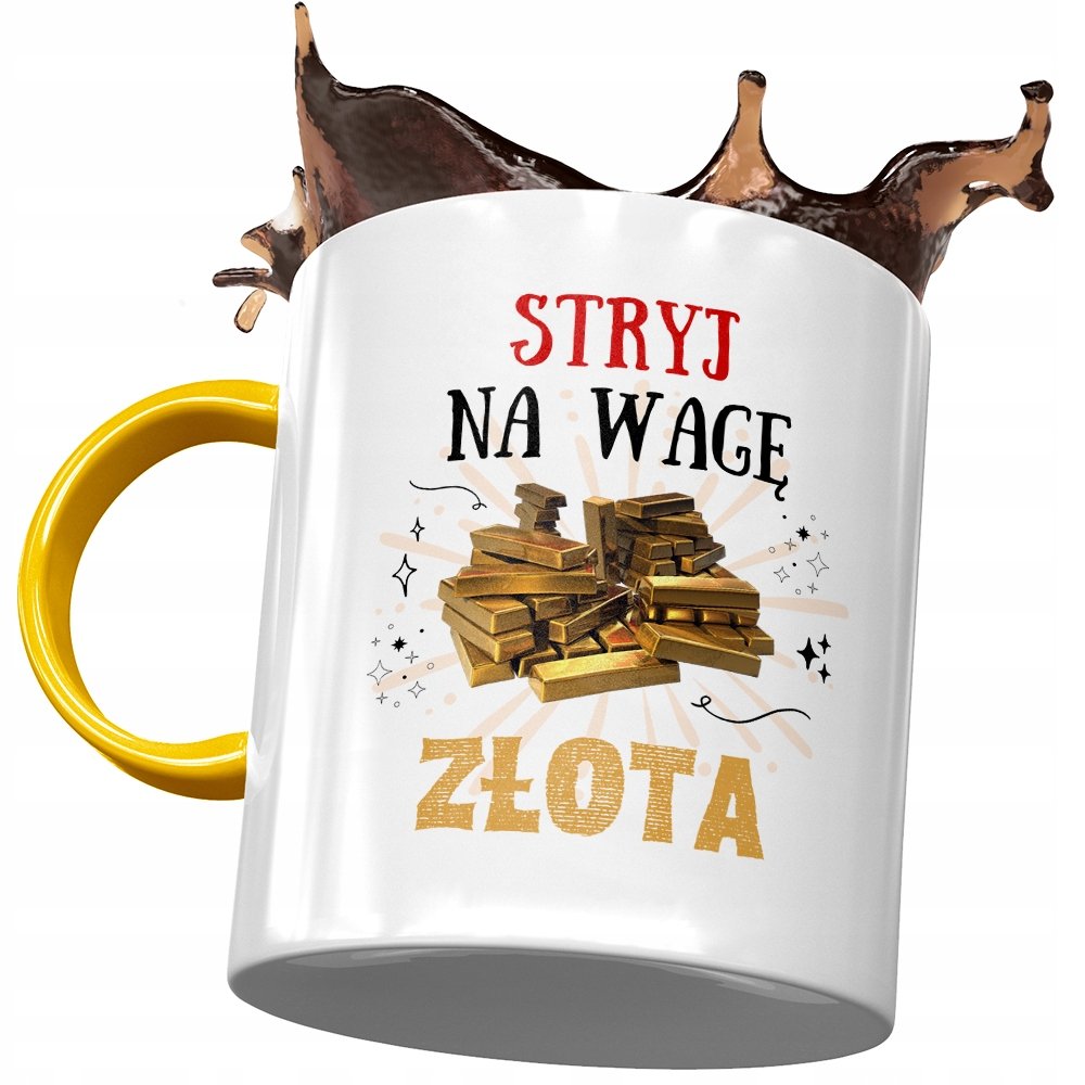 Kubek Żółty Dla Stryja na Urodziny na Prezent z Nadrukiem ze Zdjęciem+ Opakowanie na prezent (wzór 01)