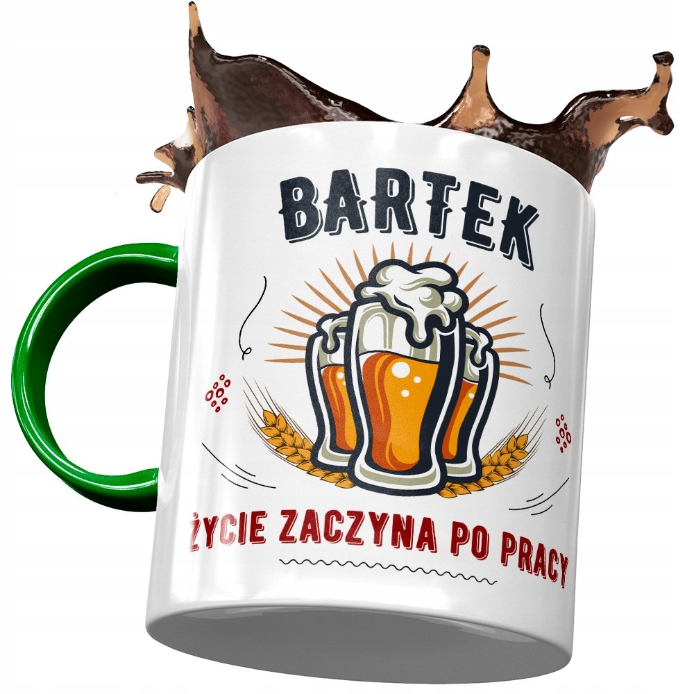 Kubek Zielony Dla Bartłomieja Bartka Kolegi Męża z Nadrukiem ze Zdjęciem + Opakowanie na prezent (wzór 03)