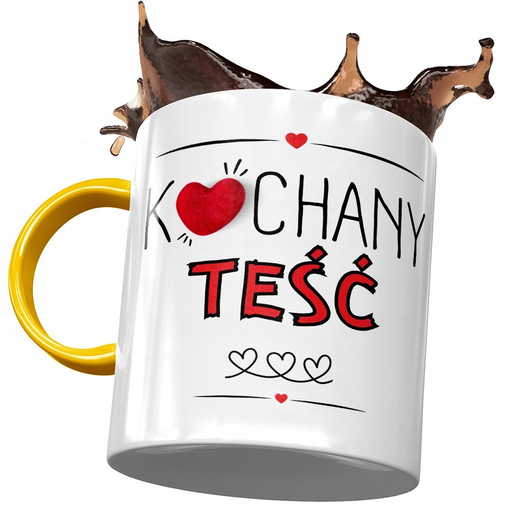 Kubek Żółty dla Teścia Teściunia na Prezent z Nadrukiem ze Zdjęciem+ Opakowanie na prezent (wzór 01)