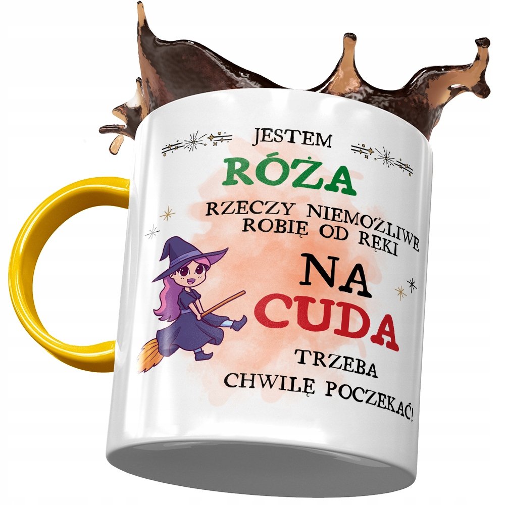 Kubek Żółty Dla Róży Żony Przyjaciółki na Prezent z Nadrukiem ze Zdjęciem + Opakowanie na prezent (wzór 03)