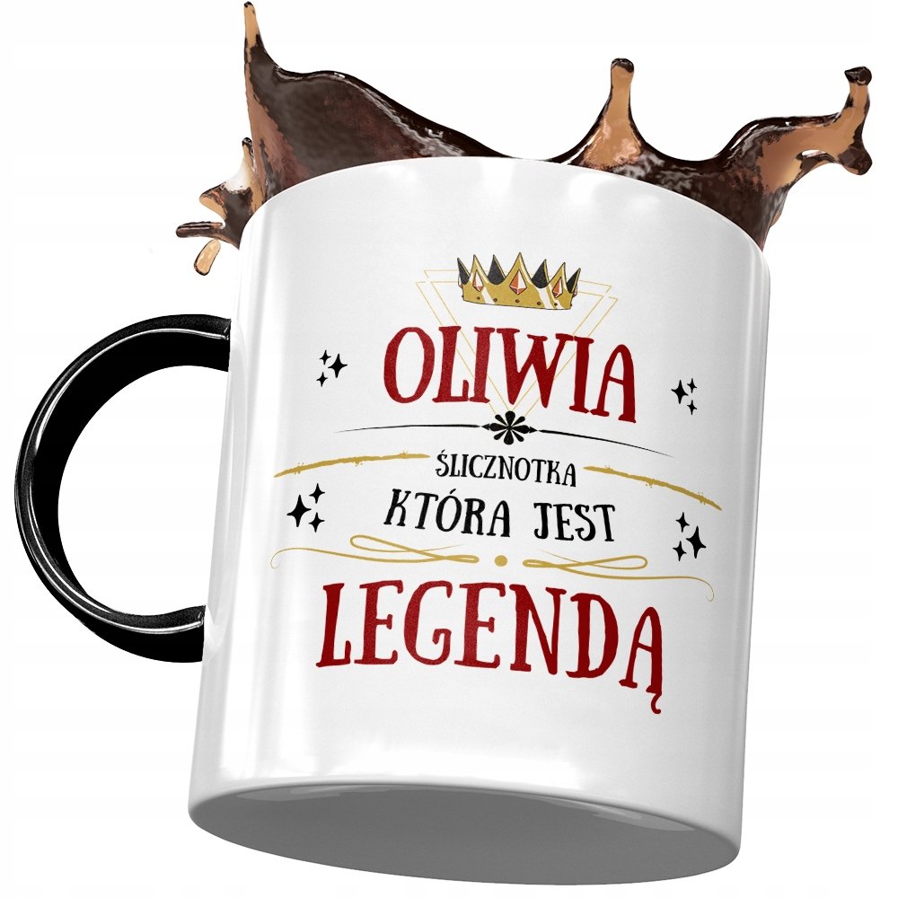 Kubek Czarny Dla Oliwii Koleżanki Dziewczyny z Nadrukiem ze Zdjęciem + Opakowanie na prezent (wzór 03)