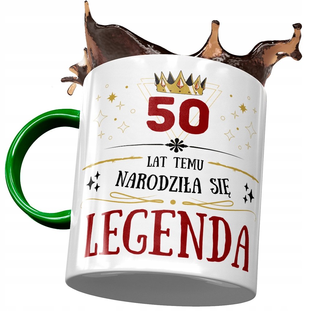 Kubek Zielony na Urodziny 50 50te 50-te na Prezent z Nadrukiem ze Zdjęciem + Opakowanie na prezent (wzór 04)