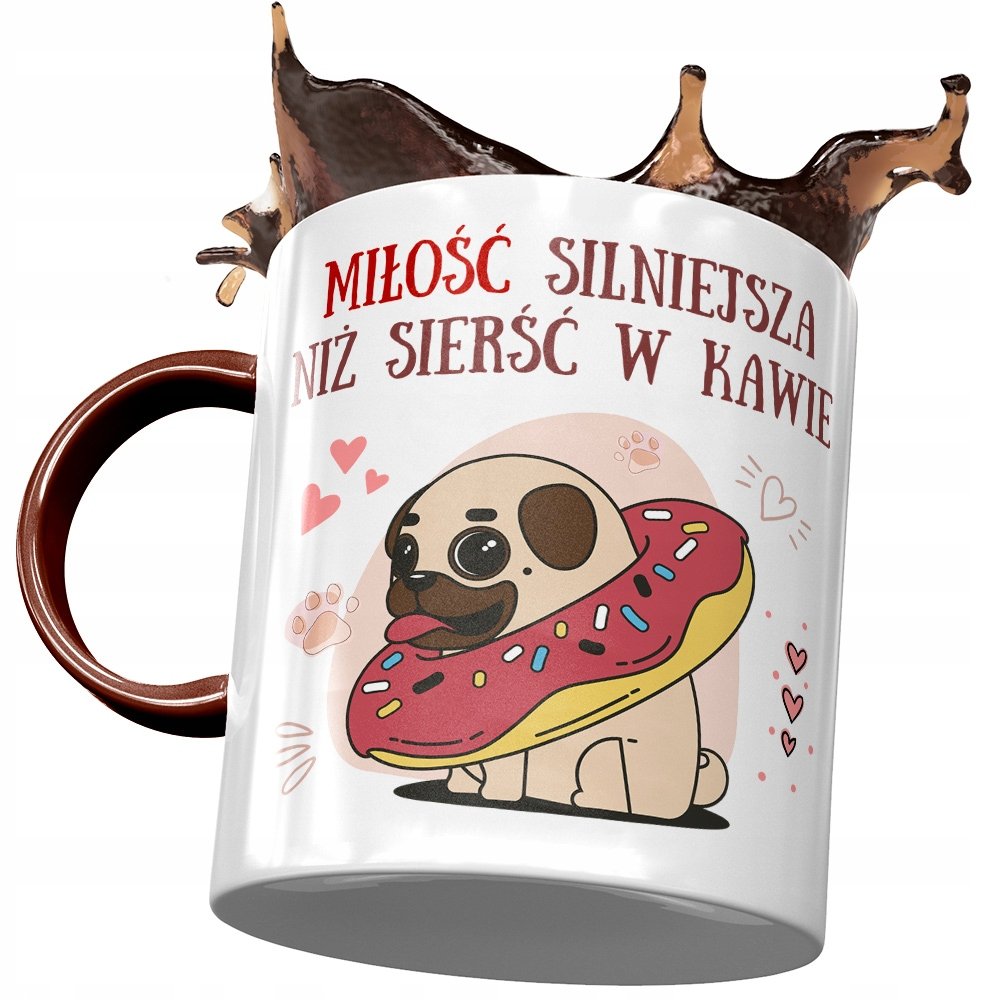 Kubek Bordowy z Pieskiem Psem Słodki na Prezent z Nadrukiem ze Zdjęciem + Opakowanie na prezent (wzór 03)