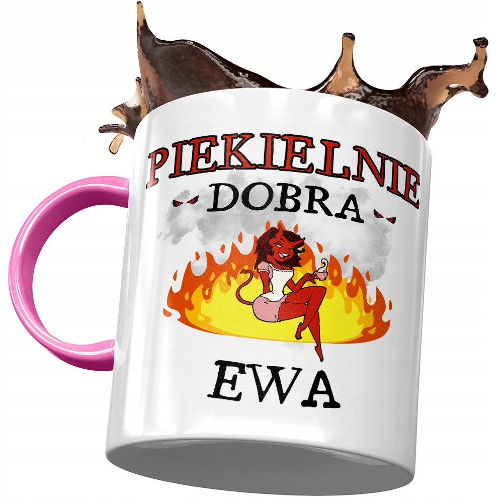 Kubek Różowy Dla Ewy Koleżanki Żony na Prezent z Nadrukiem ze Zdjęciem + Opakowanie na prezent (wzór 04)