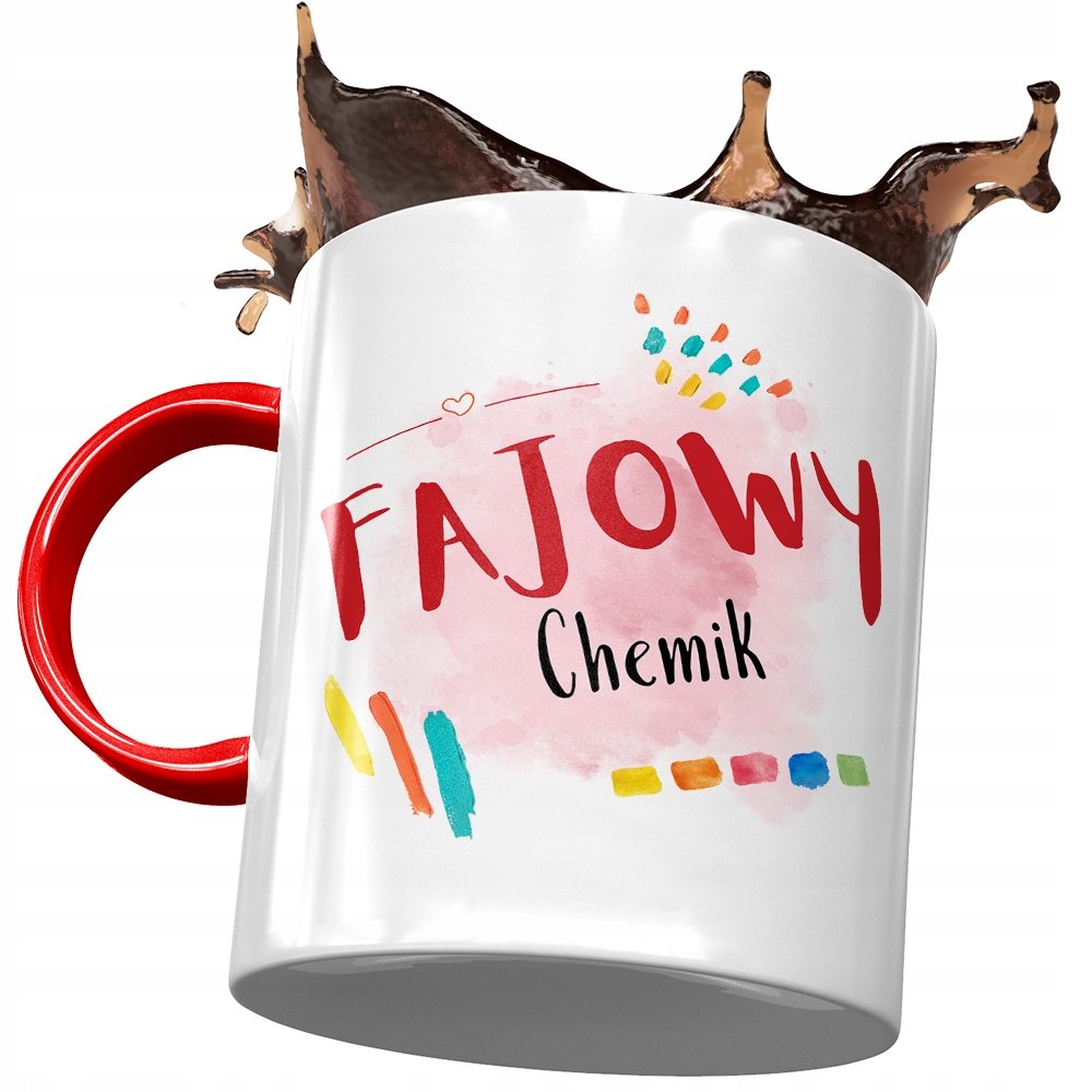 Kubek Czerwony Dla Chemika Fajowy Chemik Prezent z Nadrukiem ze Zdjęciem + Opakowanie na prezent (wzór 04)