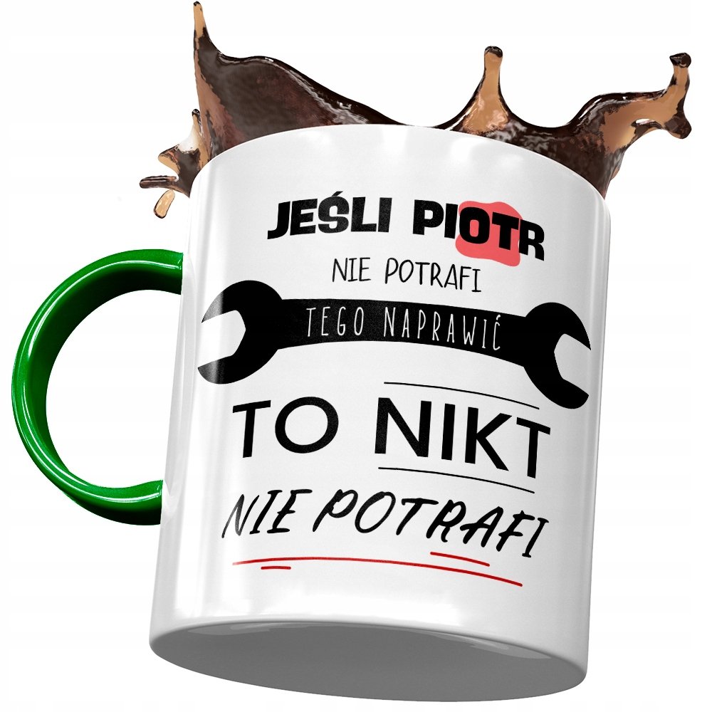 Kubek Zielony Dla Piotra Piotrka Kolegi na Prezent z Nadrukiem ze Zdjęciem + Opakowanie na prezent (wzór 03)