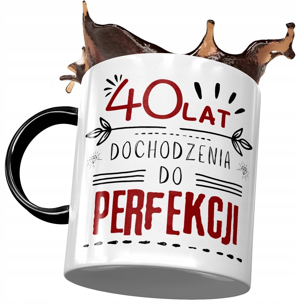 Kubek Czarny na Urodziny 40 40ste 40-ste Prezent z Nadrukiem ze Zdjęciem + Opakowanie na prezent (wzór 04)