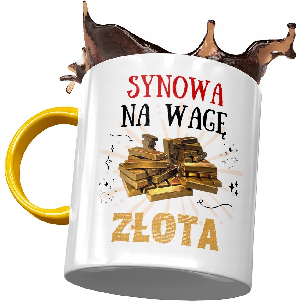 Kubek Żółty Dla Synowej Żony Syna Prezent z Nadrukiem ze Zdjęciem + Opakowanie na prezent (wzór 04)