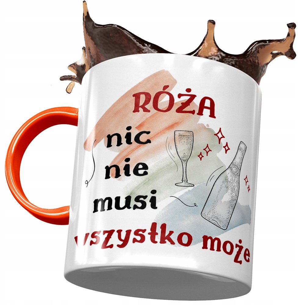 Kubek Pomarańczowy Dla Róży Koleżanki Żony z Nadrukiem ze Zdjęciem+ Opakowanie na prezent (wzór 01)