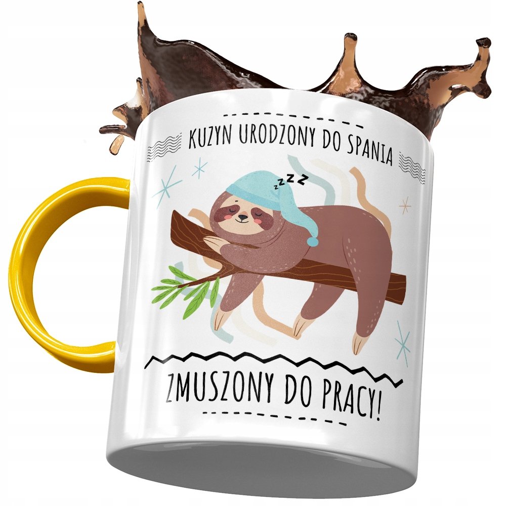 Kubek Żółty Dla Kuzyna na Urodziny na Prezent z Nadrukiem ze Zdjęciem+ Opakowanie na prezent (wzór 01)