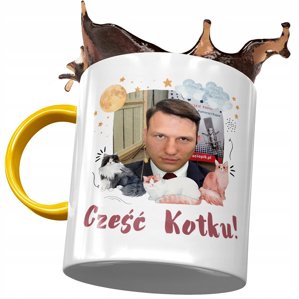 Kubek Żółty Sławomir Mentzen XD Na Prezent z Nadrukiem ze Zdjęciem + Opakowanie na prezent (wzór 04)