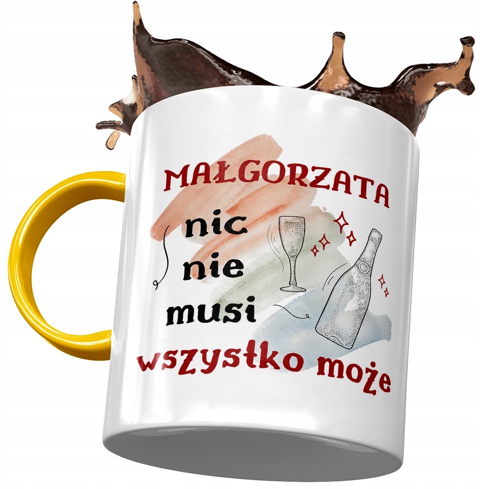 Kubek Żółty Dla Małgorzaty Koleżanki na Prezent z Nadrukiem ze Zdjęciem + Opakowanie na prezent (wzór 04)