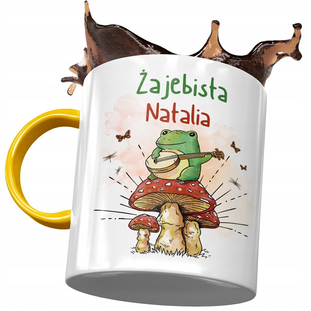 Kubek Żółty Dla Natalii Żony Przyjaciółki Prezent z Nadrukiem ze Zdjęciem + Opakowanie na prezent (wzór 03)