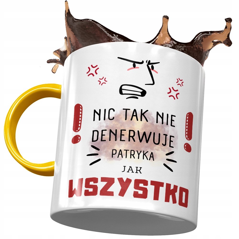 Kubek Żółty dla Patryka Męża Kolegi Prezent z Nadrukiem ze Zdjęciem + Opakowanie na prezent (wzór 02)