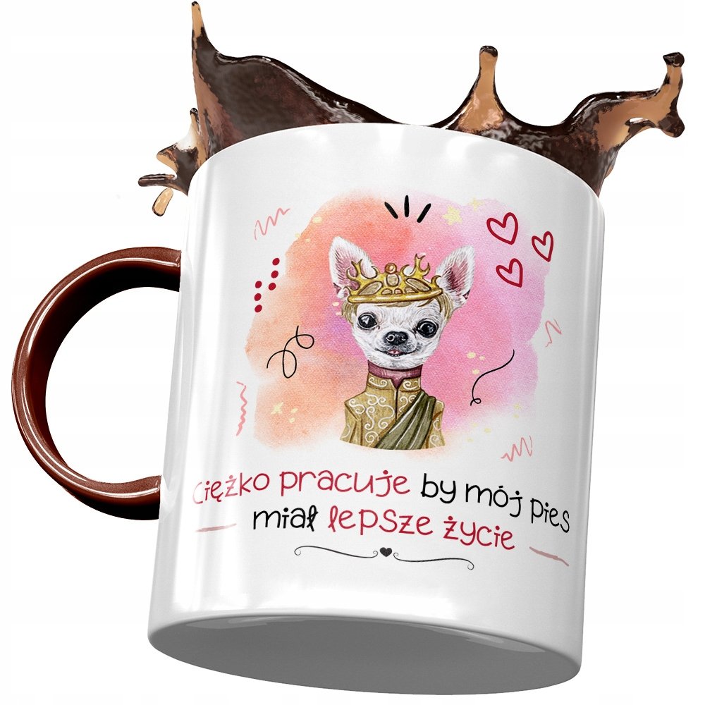 Kubek Bordowy z Pieskiem Psem Słodki na Prezent z Nadrukiem ze Zdjęciem + Opakowanie na prezent (wzór 04)